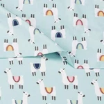 New Amazon Basics Kids Teal Blue Llama Party Soft Easy Wash 3 Pc Twin Sheet Set. Fixed Price $24.99.