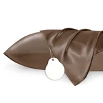 Queen Satin Pillowcase Set, 2 Pieces, Soft Sleeping Cover, Brown. Fixed Price $19.98.