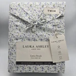 Laura Ashley Twin Sheet Set Evie Purple White Floral 3PC Cotton Percale 200TC. Fixed Price $58.45.