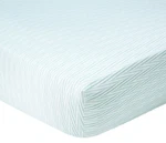 Yves Delorme Cal King Fitted Sheet 75X85 White Green Zigzag Stripe Sateen France. Fixed Price $239.00.