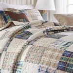 New! Cozy Classic Tan Beige Blue Red Green Denim Cabin Lodge Plaid Quilt Set. Fixed Price $146.32.