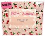 Betsey Johnson Queen 6 Piece Sheet Set Cherry Polka Dot Pink Bedding. Fixed Price $50.39.