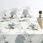 Wake Cloud Floral Bed Sheets, 100% Cotton, 4-PIECE Set, Vin. Fixed Price $53.99.