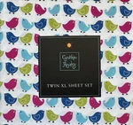Cynthia Rowley Little Birds Twin Extra Long Sheet Set 3PC Dorm Size Blue Green. Fixed Price $23.95.