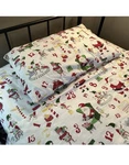 Pottery Barn Kids Santa Workshop Cotton Flannel Christmas Sheets Twin 3-PC Set. Fixed Price $47.00.