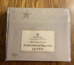 Panama Jack 100% Cotton Percale Beige Embroidered Starfish Queen Sheet Set Nip. Fixed Price $52.61.