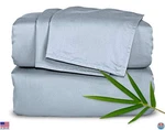 100% Organic Bamboo Bed Sheet Set, Soft & Cooling, Full Size, Sterling Blue. Fixed Price $141.11.