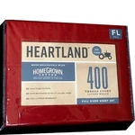 New Red Heartland 400 Thread Count 100% Cotton Sateen Full Sheet Set. Fixed Price $47.98.