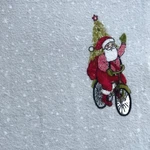 Christmas Flannel Set Gray & Red Santa On Bike King Bed. Fixed Price $60.88.