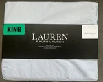 New Ralph Lauren King Sheet Set Blue White Stripe Cotton 4PC. Fixed Price $129.95.