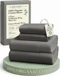 Lane Linen 100% Organic Cotton California King Sheets Set, Fully Elasticized. Fixed Price $73.94.