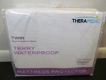Therapedic Terry Waterproof Mattress Protector, Twin Size, White. Fixed Price $22.95.