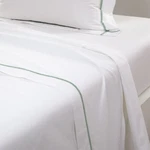 Athena By Yves Delorme France, White Organic Cotton Flat Sheet, Color Stitchings. Fixed Price $315.00.