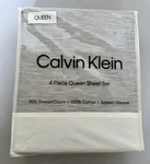 Calvin Klein Queen Sheet Set 300 100% Cotton Sateen Weave Sketched Lines Grey. Fixed Price $79.90.