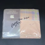 New Vintage 1983 Gloria Vanderbilt Double Flat Sheet Peach Plaid. Fixed Price $29.99.