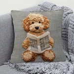 Cute Puppy Pillow Cover Farmhouse Short Plush Throw Case For Dog Lovers. Fixed Price $11.99.
