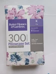 Better Homes And Gardens King Pillow Case Set. 300 Thread Count. Cotton Sateen. Fixed Price $14.00.