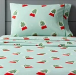 Pillowfort Festive Snow Globe Queen Cotton Sheet Set FLAT/FITTED/2 Cases. Fixed Price $27.95.