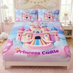 Fairy Castle Fitted Sheet Set Twin Xl Size, Pink Princess Bedding For. Fixed Price $47.59.