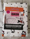New Hello Kitty Halloween Fall Queen Sheet Set Orange Black Cat Pumpkin. Fixed Price $49.99.