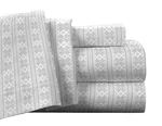 Pointehaven Flannel Deep Pocket Set With Oversized Flat Sheet, Twin, Fair Isle. Fixed Price $53.36.