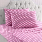 Kute Kids Toddler Pink Polka Dot Sheet Set Flat 60X45 Fitted 28X52 1 Pillowcase. Fixed Price $11.01.