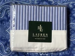 Rare! New Ralph Lauren *queen Flat Sheet Putney White Blue Stripe 350 Thread Ct. Fixed Price $124.95.