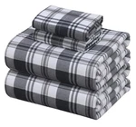 Zoyer Flannel Sheets Size - 100% Cotton Double Queen, Carbon Grey Plaid. Fixed Price $70.54.