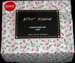 Betsey Johnson 6-PC Floral Rosebuds Roses Stripes Polyester King Sheet Set Nip. Fixed Price $56.99.