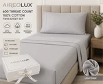 Aireolux 600 Thread Count 100% Cotton Twin Sheet Set Light Gray Luxury. Fixed Price $69.99.