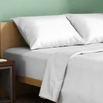 Texas Linen Co. 100% Organic Cotton Percale Sheets Size - 4 King, White. Fixed Price $50.95.