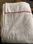 John Robshaw Textiles Hand Stitched Queen Flat Sheet White - Red.. Fixed Price $49.00.