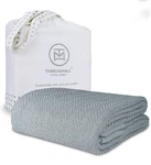Threadmill Home Linen Cotton Twin 68"X92" Herringbone Thermal Blanket. Fixed Price $45.95.