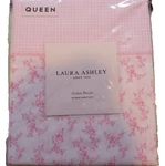Laura Ashley Queen Set Cotton Percale Pretty Toss Printed Hem Pink. Fixed Price $59.99.