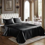 Cozylux Satin Size - 4 Piece Black Bed Set Queen,. Fixed Price $33.11.