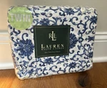 Vtg New Ralph Lauren Porcelain Rosette Blue & White Chinoiserie Flat Sheet Twin. Fixed Price $45.95.