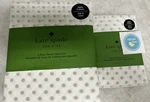 6PC Kate Spade Queen Sheet Set & 2 Xtra Pillowcases White Gray Polka Dots New. Fixed Price $89.99.