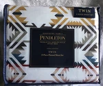 Pendleton Twin Flannel Sheet Set 3 Piece Cotton Washable White S. Multi. Fixed Price $59.00.