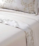 New Yves Delorme Murmures Queen Flat Sheet 94X116" Beige Damask Leaves France. Fixed Price $169.00.