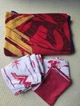 Wonder Woman Twin Bed 4 Piece Set - Flat & Fitted Sheet, Pillowcase, Blanket. Fixed Price $20.00.
