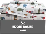 Eddie Bauer - Sheet Set, Cotton Percale Bed Twin, Kayak Adventure White. Fixed Price $76.99.