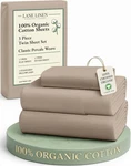 Lane Linen Organic Cotton Sheets Set Twin Taupe Percale Deep Pocket Bedding. Fixed Price $46.27.