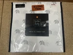 New Cynthia Rowley White Gray Elephant Print Twin Xl Sheet Set C75. Fixed Price $24.99.