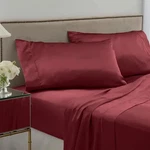 Martex Elegance Satin Merlot Sheet Set - King Red. Fixed Price $30.00.