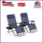 Alvantor 2-PACK Zero Gravity Lounge Chairs,folding Recliners With Pillow & Cup. Fixed Price $51.99.