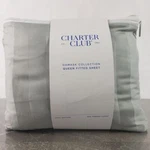 Charter Club Queen Fitted Sheet Stripe Cotton 550-THREAD Count Vapor Light Blue. Fixed Price $59.00.