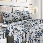 Luxury King Bed Sheet Set, 300 Thread Count Cotton, Floral Print, Deep Pockets. Fixed Price $175.99.