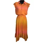 By Giuliana Shirt Dress Womens Ombre Gingham Collared Button Front Midi Boho. Fixed Price $23.99.