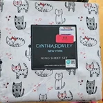 Cynthia Rowley King Sheet Set Cats Valentine's Theme. Fixed Price $54.46.