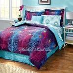 6-8P Modern Purple Peacock Feather Print Comforter Set W/sheets K/q/t Sizes. Fixed Price $79.99.